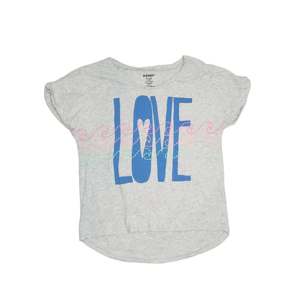 Old Navy Gray Love Top Tee Crop Tshirt size XSmall